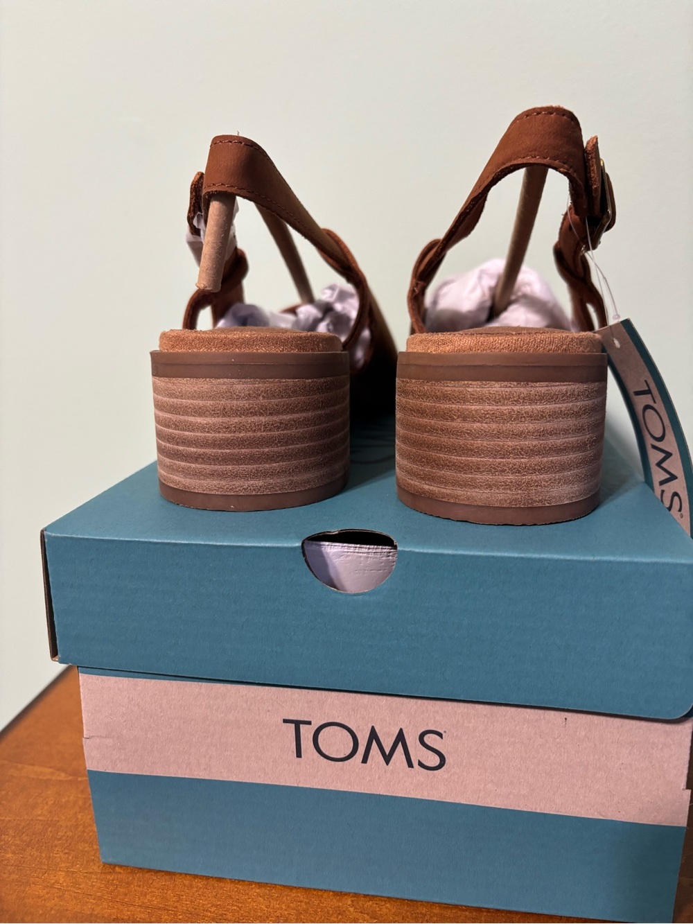 TOMS Jaclyn Slingback Amber Brown Nubuck Leather Women's Mules - Picture 7 of 8